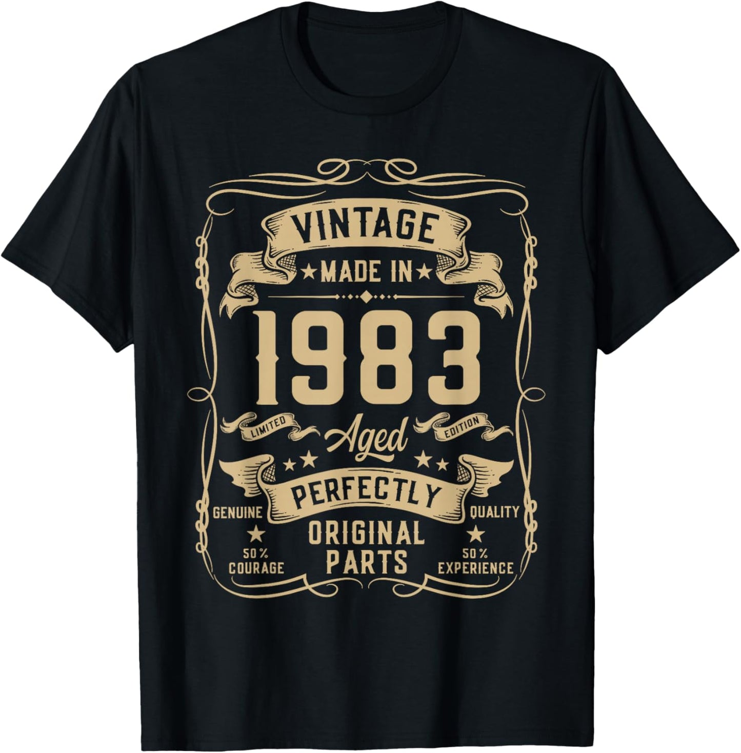 Vintage 1983 43yr 43rd Birthday Gifts 43 Years Old T-Shirt - T-Shirt | Black