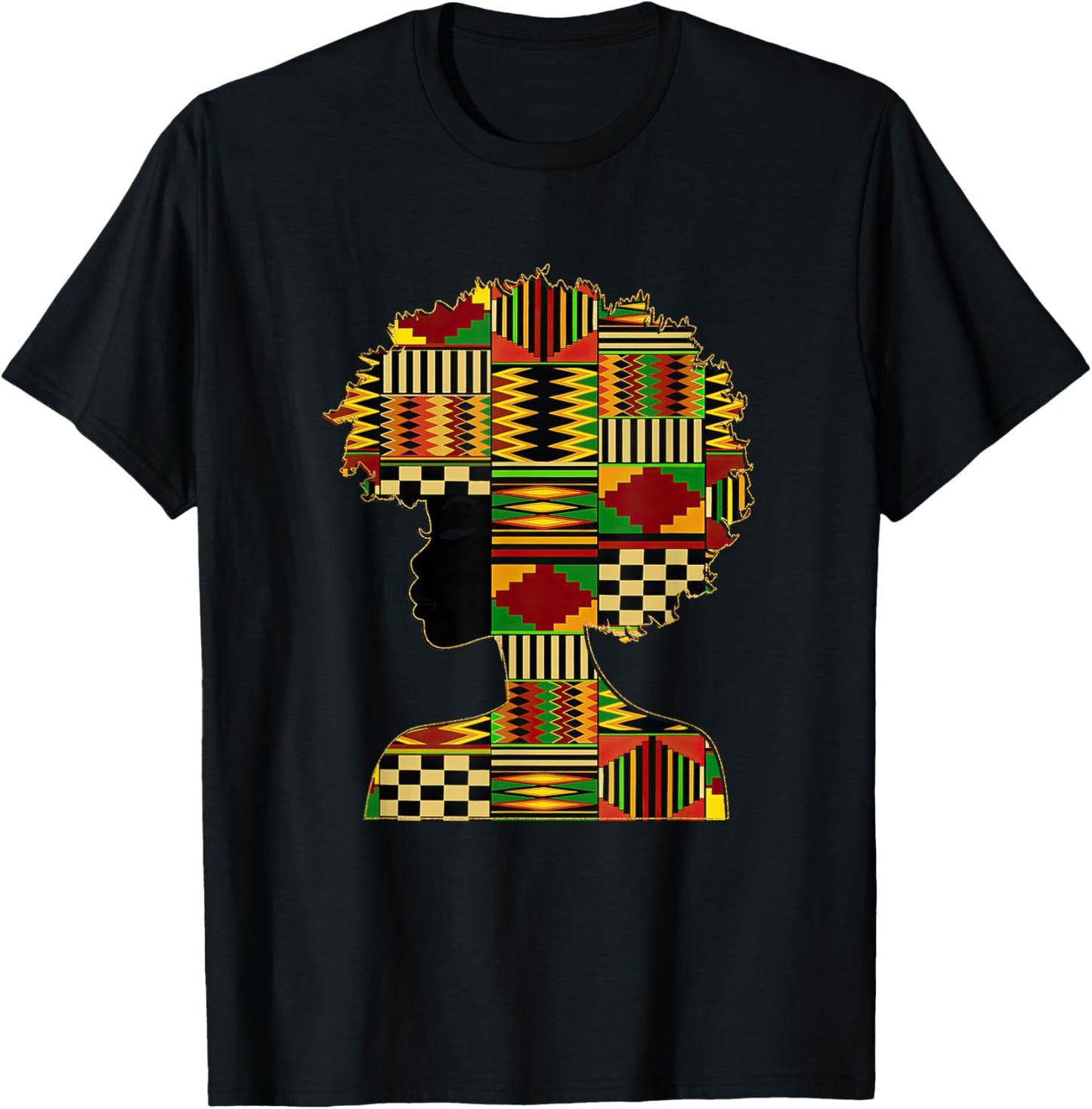 Black History Month Kente Afro Woman Girl African American T-Shirt - T-Shirt | Black