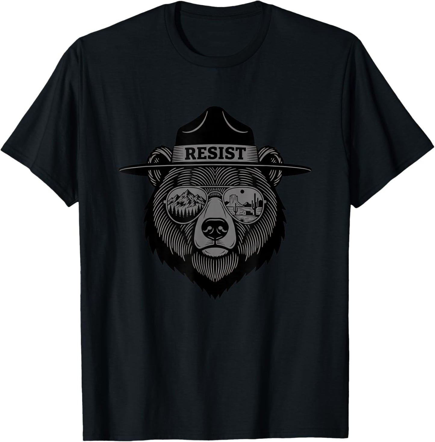 Resist Ranger Hat Sunglasses Nature Outdoors T-Shirt - T-Shirt | Black