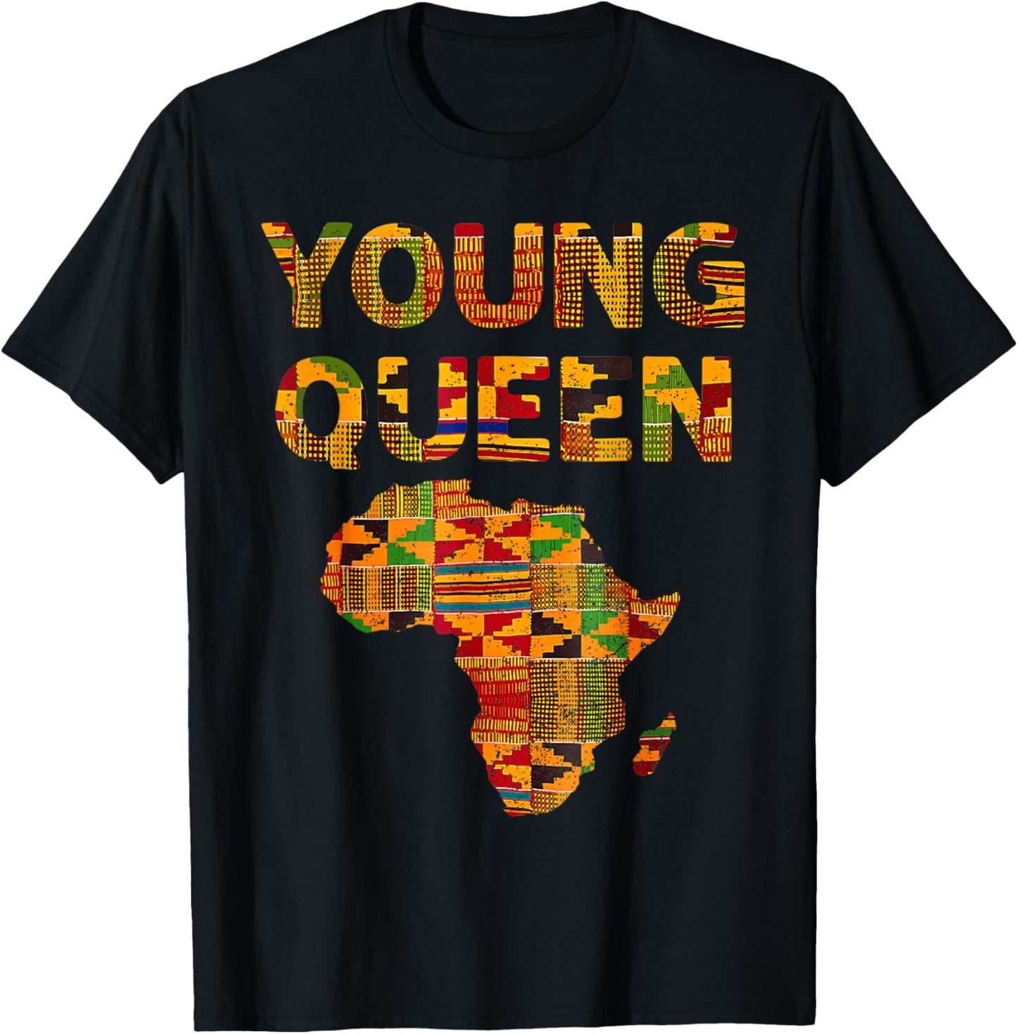 Cool Kente Cloth Art Kids Girls African Print African Queen T-Shirt - T-Shirt | Black