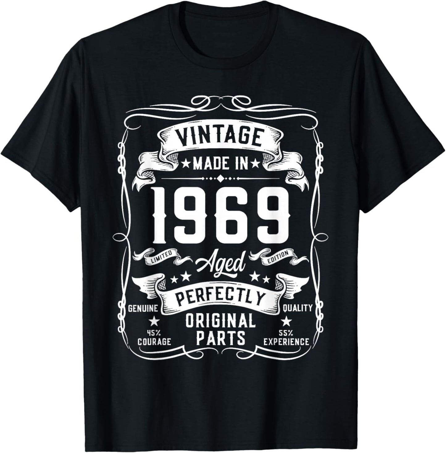 Vintage 1969 57yr 57th Birthday Gifts 57 Years Old T-Shirt - T-Shirt | Black