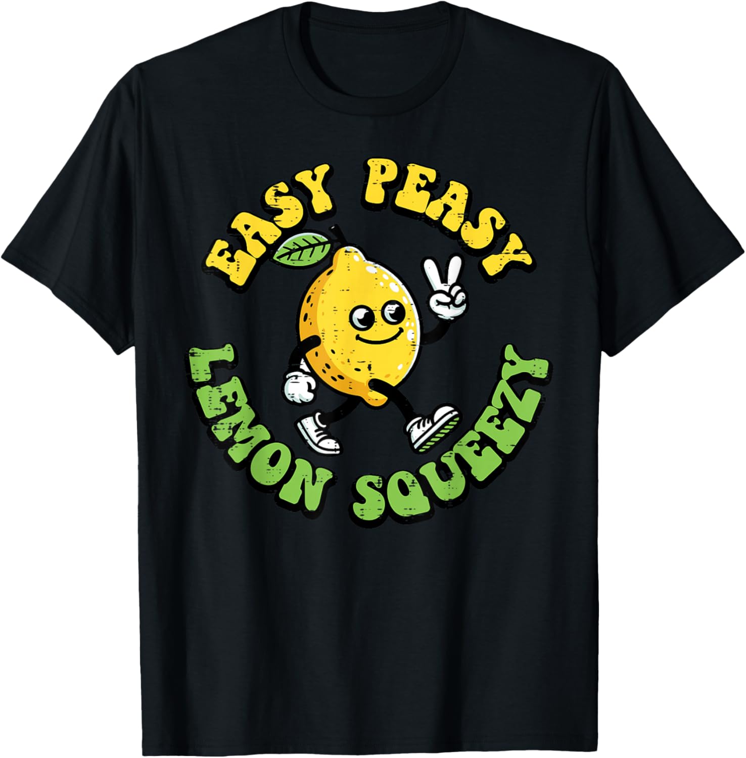 Easy Peasy Lemon Squeezy Peace Funny Saying Men Women Kids T-Shirt - T-Shirt | Black
