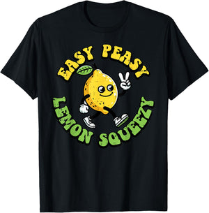 Easy Peasy Lemon Squeezy Peace Funny Saying Men Women Kids T-Shirt - T-Shirt | Black