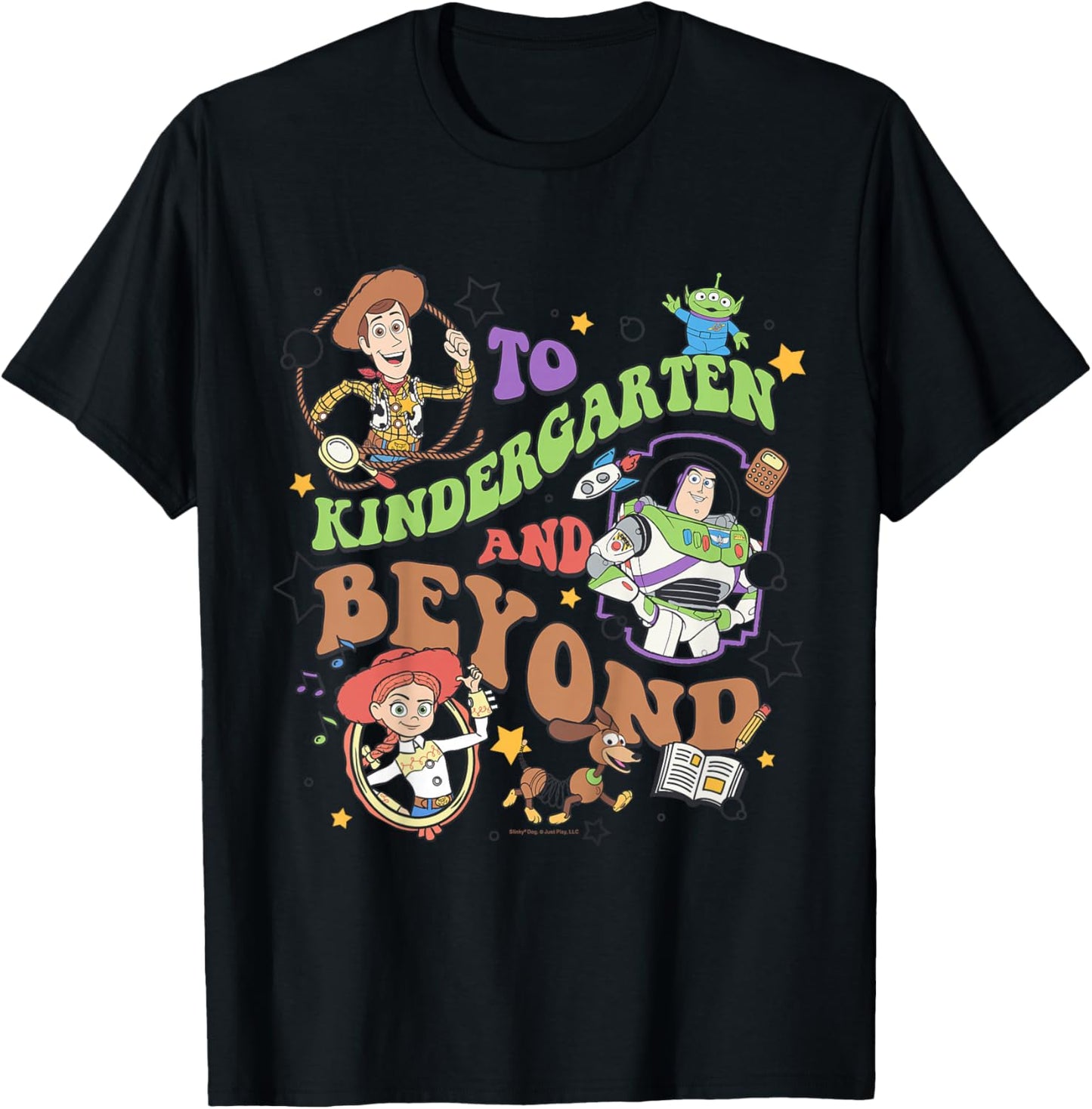 Disney Pixar Toy Story to Kindergarten and Beyond Retro Text T-Shirt - T-Shirt | Black