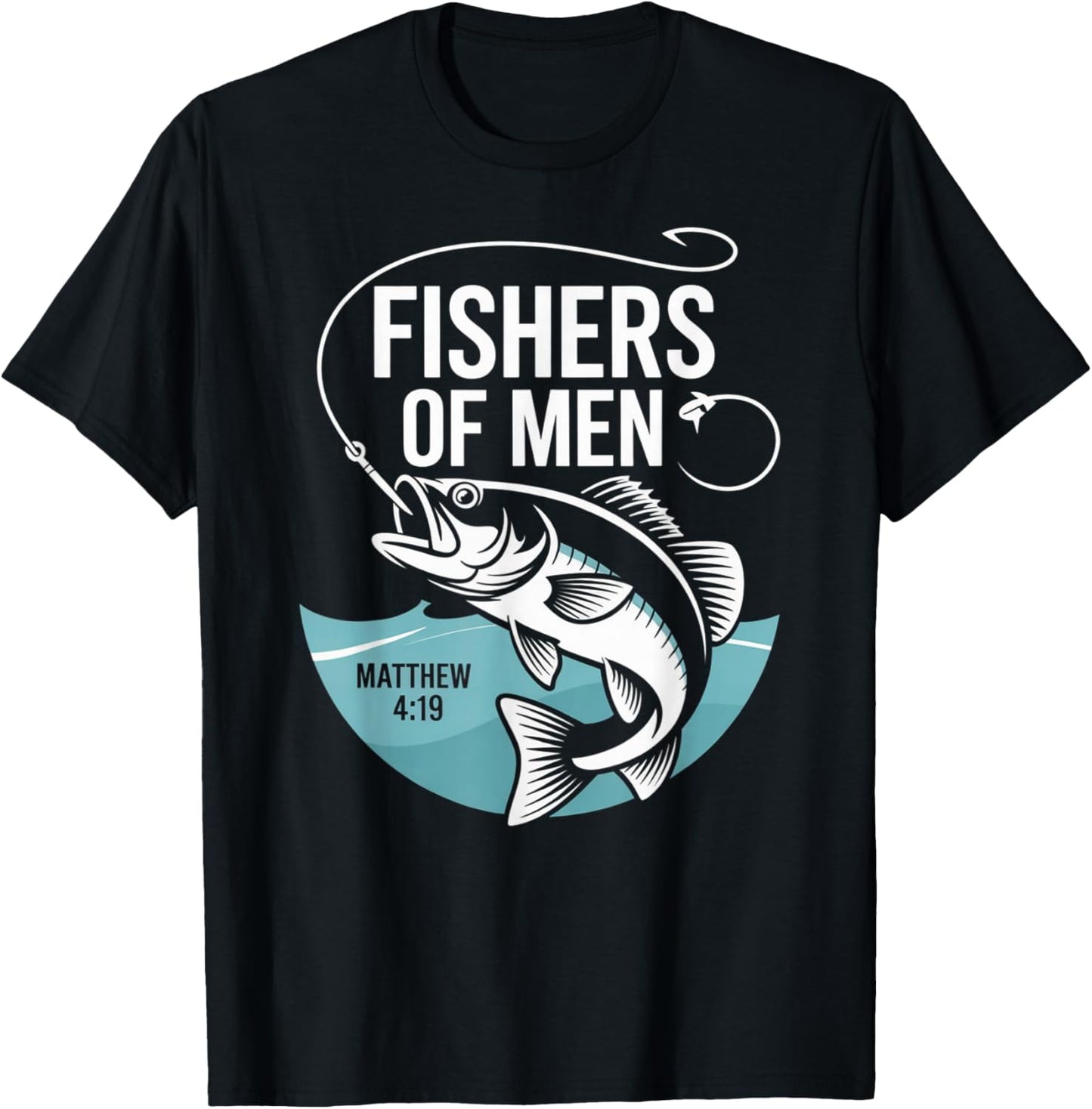 Christian Angler Fishers of Men Matthew 4 19 Verse T-Shirt - T-Shirt | Black