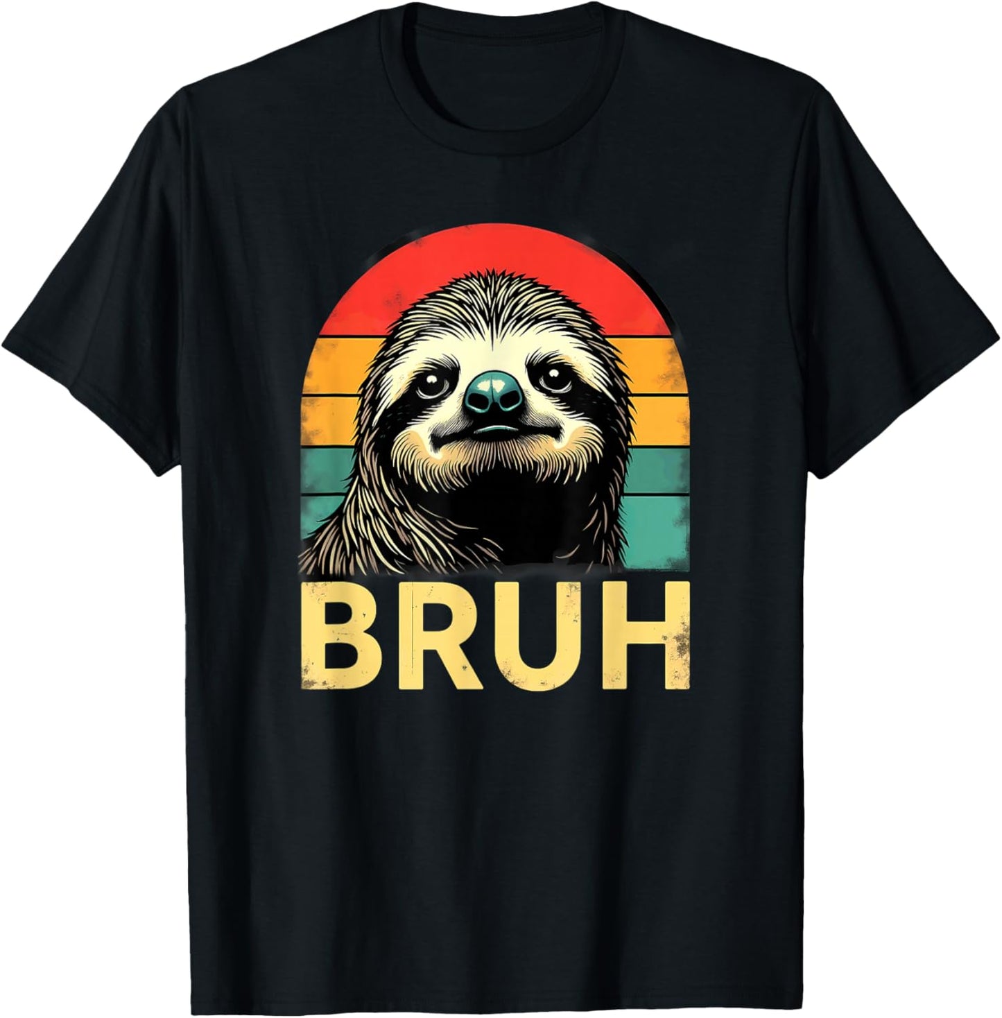 Retro Sloth Bruh T-Shirt - T-Shirt | Black