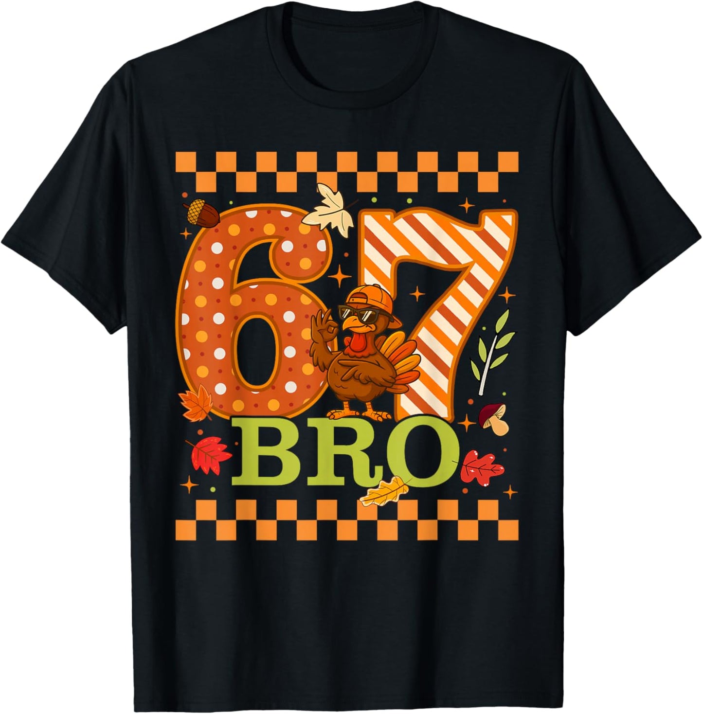 Six Seven Meme Turkey Bro Bruh 67 Thanksgiving Kids Boys T-Shirt - T-Shirt | Black
