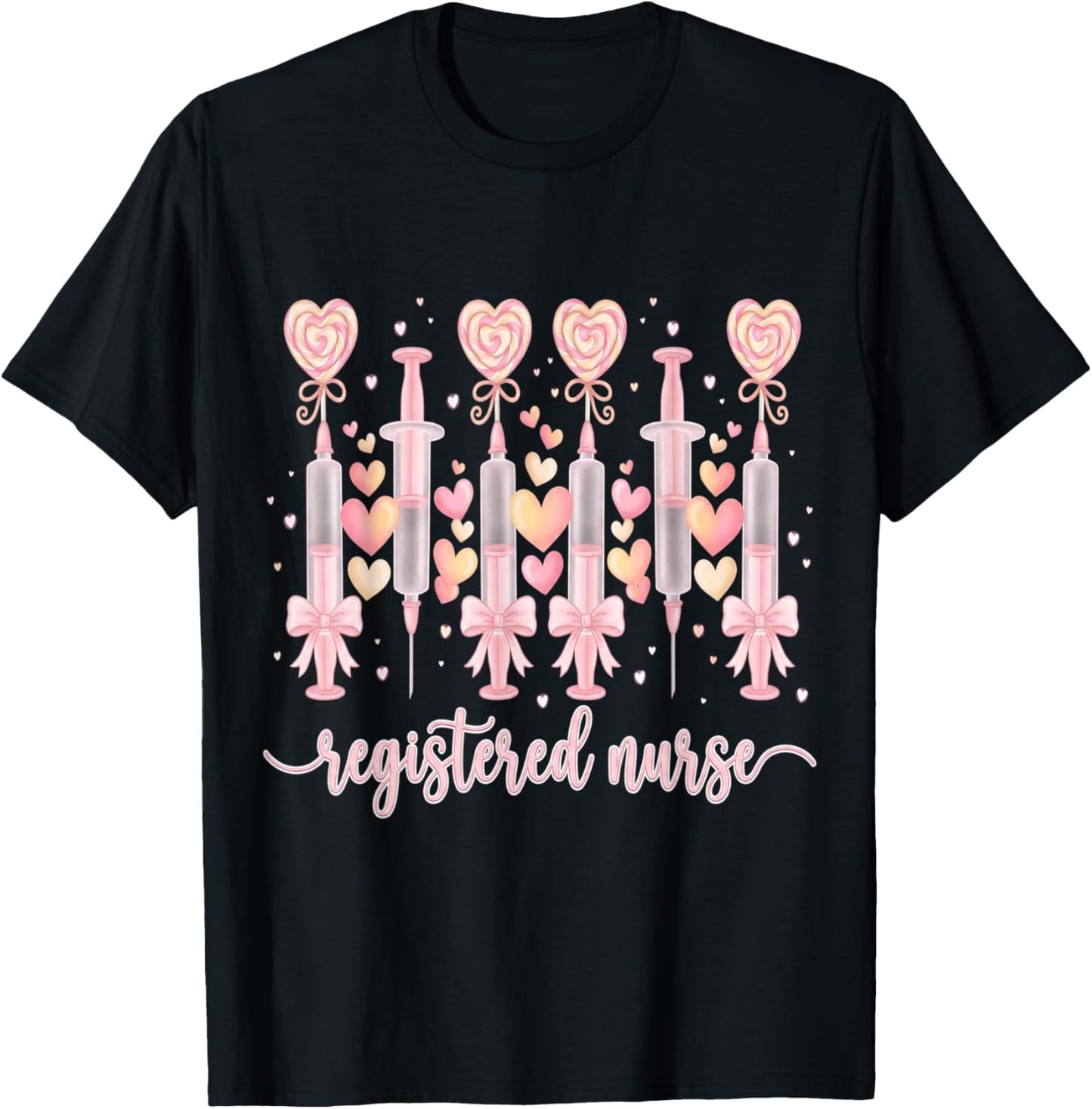 Healthcare Heart Registered Nurse RN Valentines Nurses T-Shirt - T-Shirt | Black