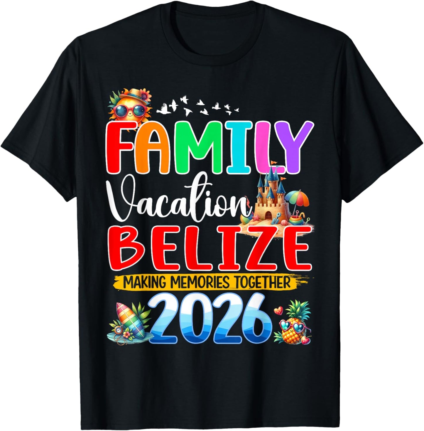 Family Vacation Belize 2026 Holiday Summer Matching Group T-Shirt - T-Shirt | Black