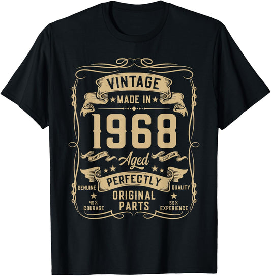 Vintage 1968 58yr 58th Birthday Gifts 58 Years Old T-Shirt - T-Shirt | Black