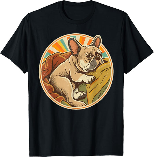 Retro French Bulldog Dog Mom Dog Dad Funny Frenchie T-Shirt - T-Shirt | Black