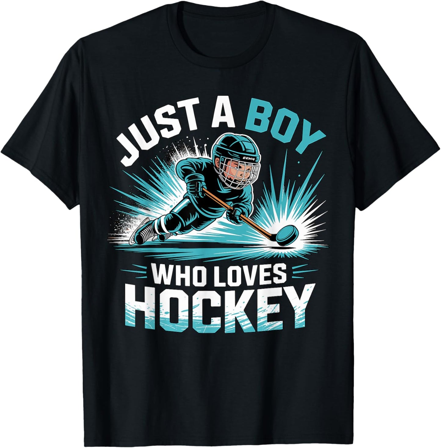 Just A Boy Who Loves Hockey T-Shirt - T-Shirt | Black
