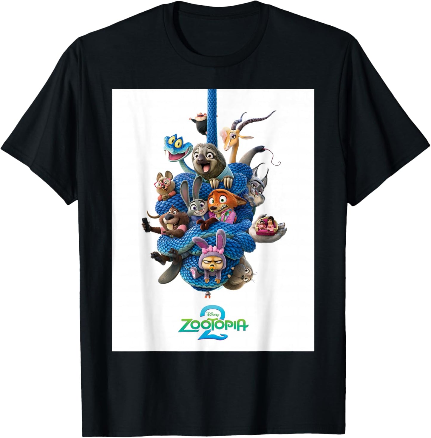 Disney Zootopia 2 Gary De'Snake Tangle Official Poster Art T-Shirt - T-Shirt | Black
