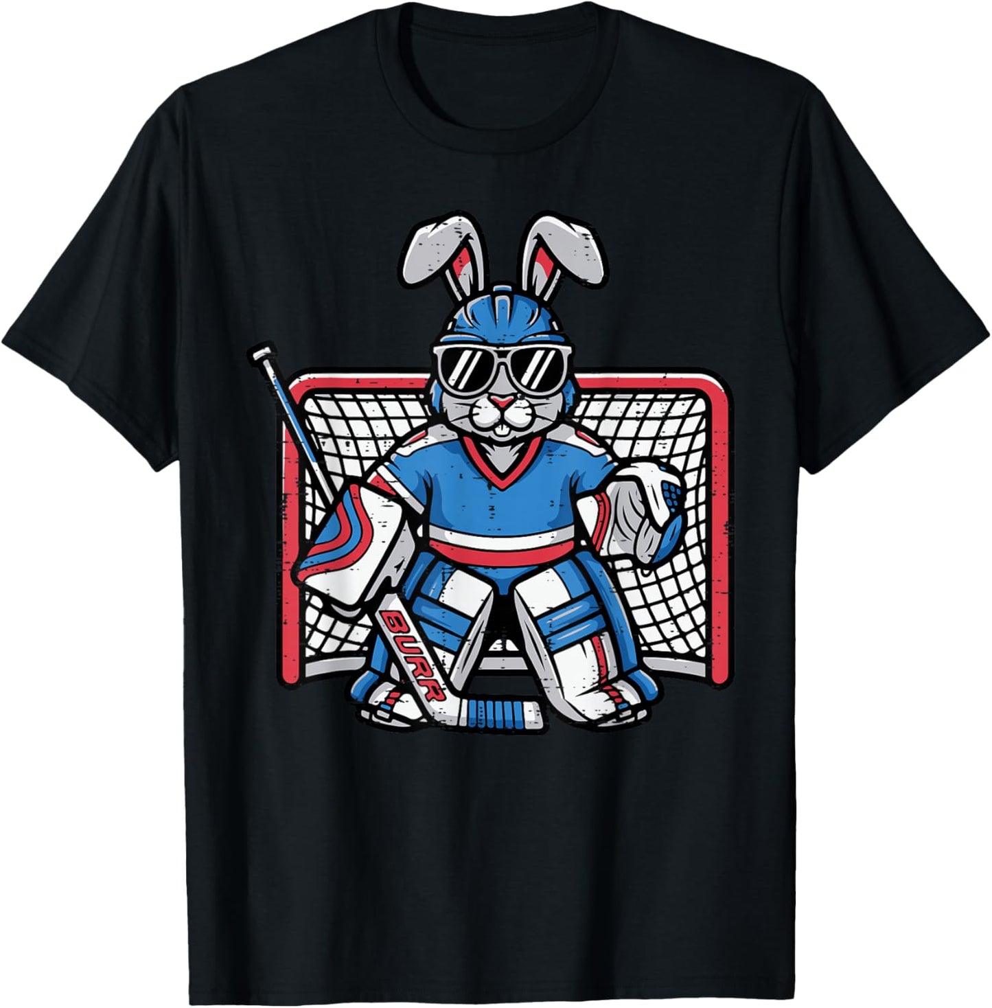 Easter Bunny Ice Hockey Goalie Rabbit Sports Men Boys Kids T-Shirt - T-Shirt | Black