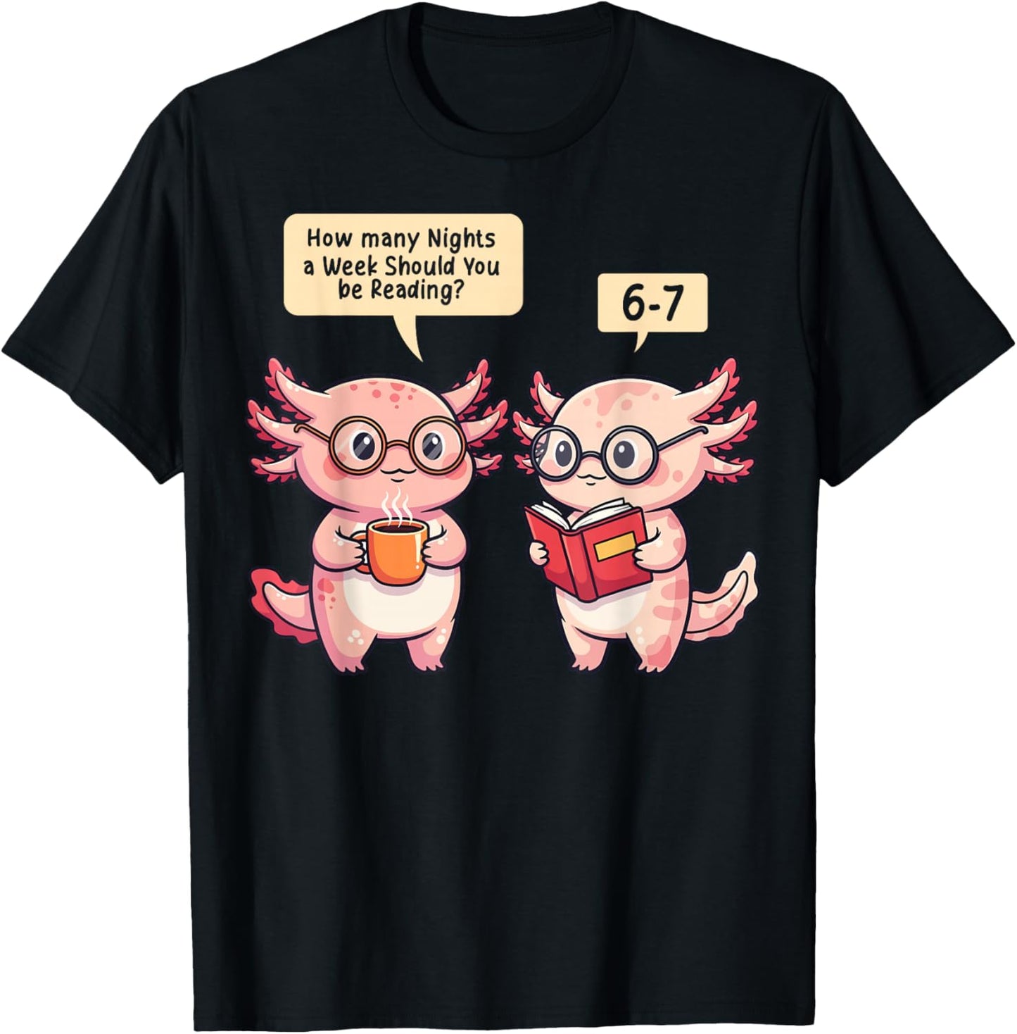 How Many Nights Reading Axolotl Book Lover Cat Reader T-Shirt - T-Shirt | Black