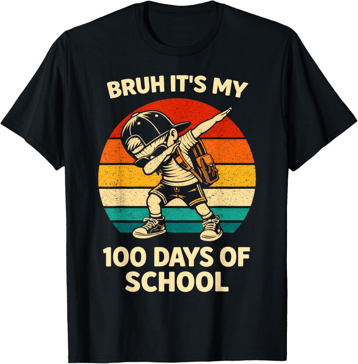 Bruh It's My 100 Days of School Dabbing 100th Day Boys Kids T-Shirt - T-Shirt | Black