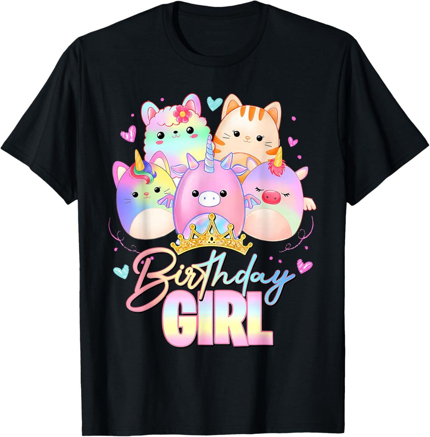 Cute Birthday Girl Squish Squad Funny Birthday Party Costume T-Shirt - T-Shirt | Black