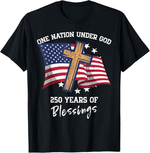 One Nation Under God 250 Years 250th Anniversary USA Women T-Shirt - T-Shirt | Black