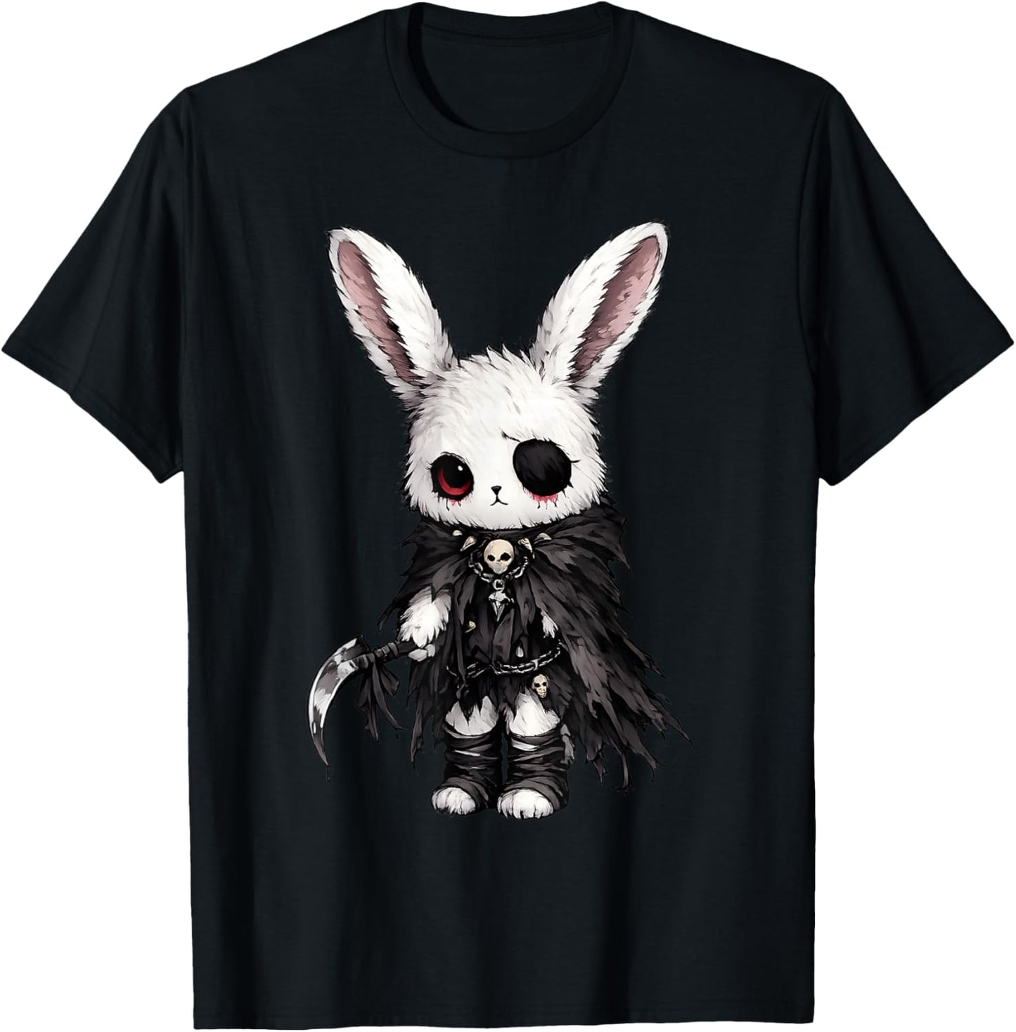 Creepy Cute Kawaii Bunny Horror Aesthetic Goth Rabbit T-Shirt - T-Shirt | Black