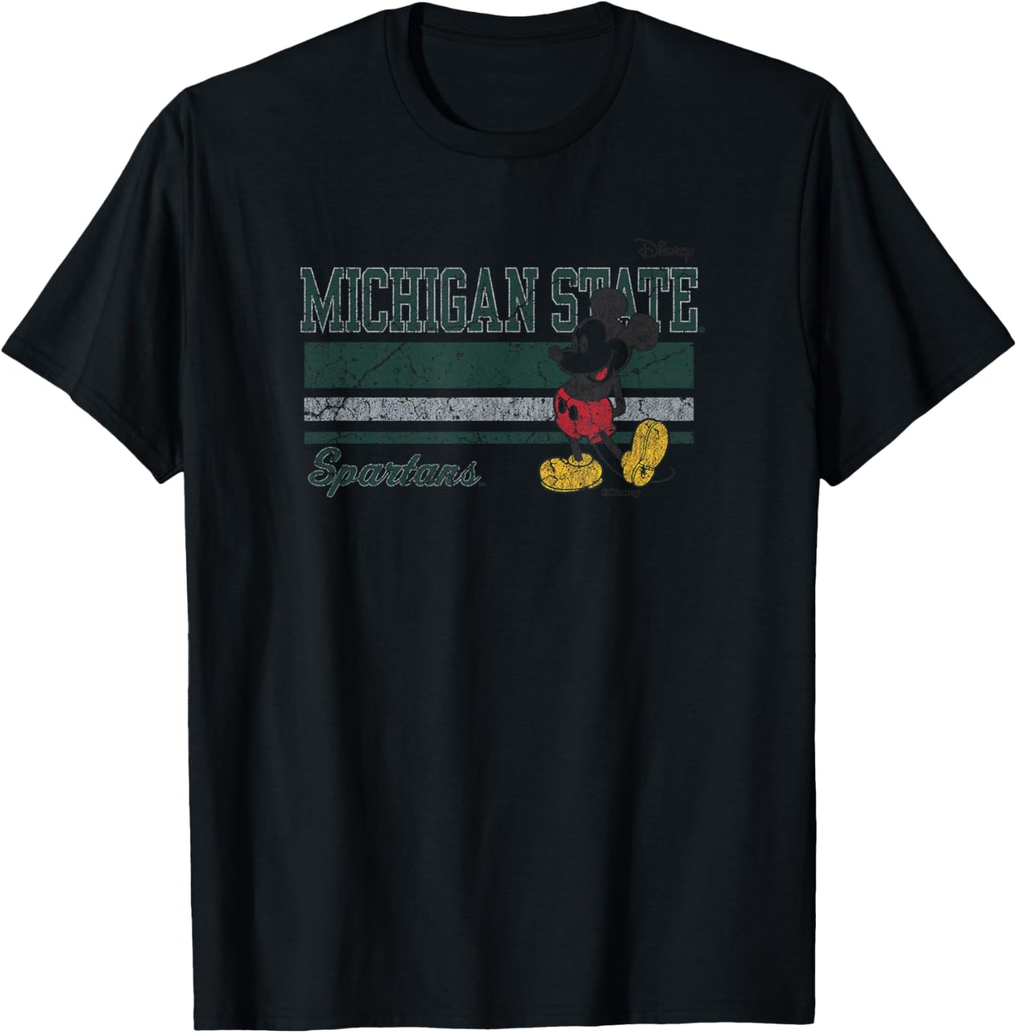 Michigan State Spartans Mickey Mouse Vintage White T-Shirt - T-Shirt | Black