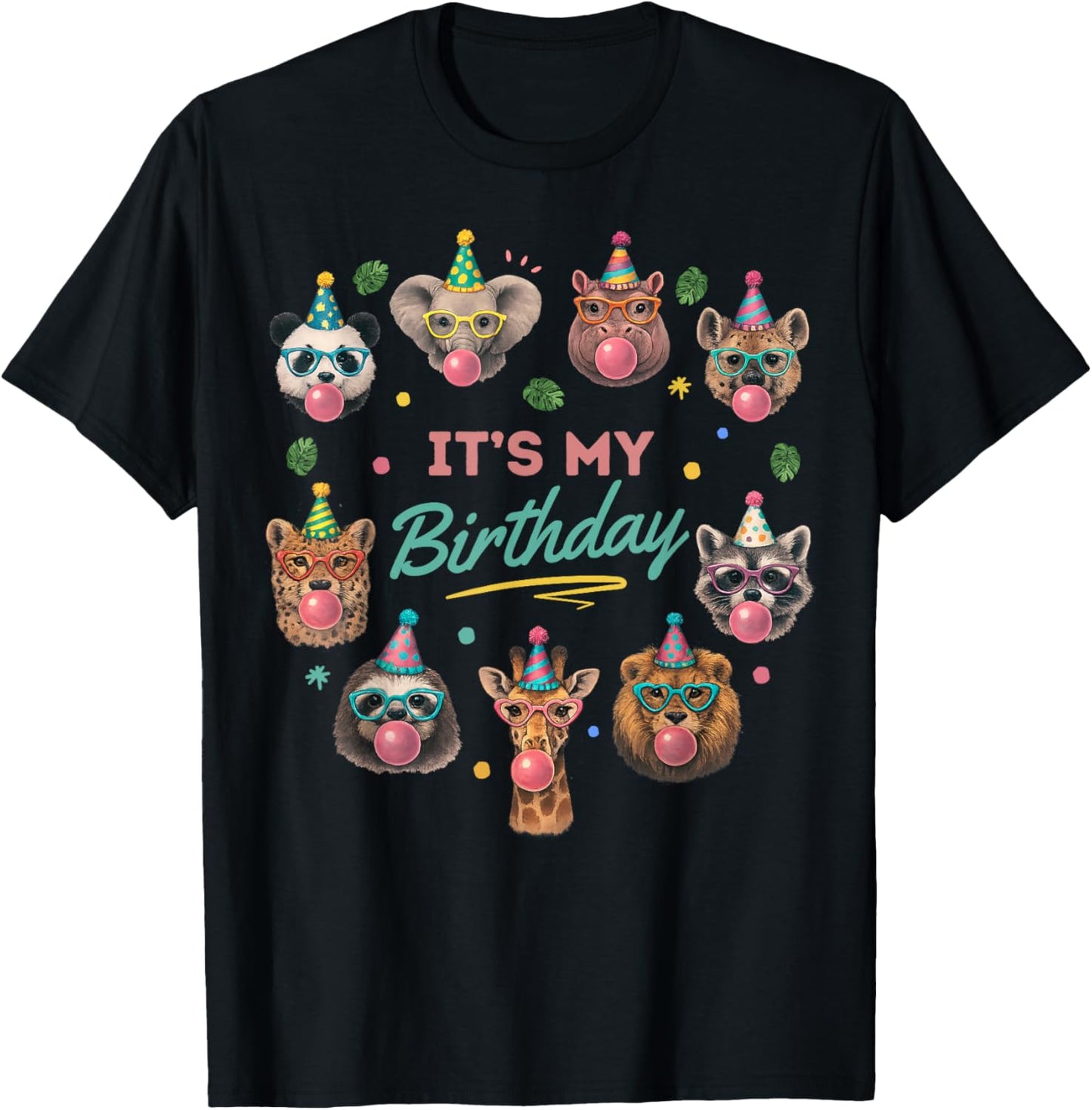 Wild Jungle Animal Birthday Safari T-Shirt - T-Shirt | Black