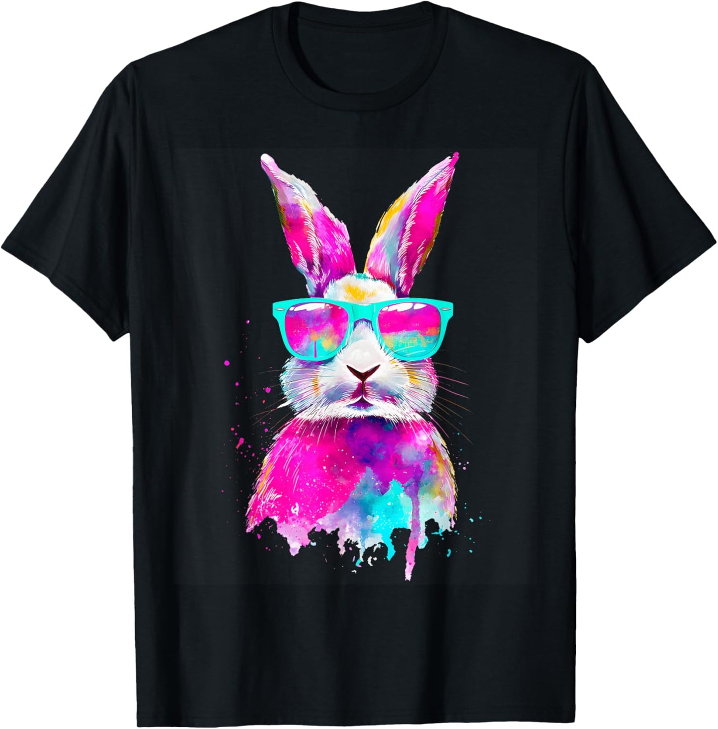 Bunny Face with Sunglasses Easter Day Men Women Kids T-Shirt - T-Shirt | Black