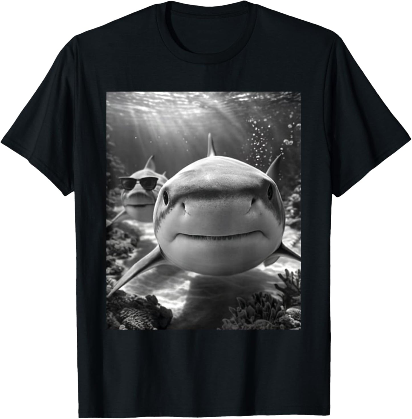 Cool Shark Animal Selfie T-Shirt - T-Shirt | Black