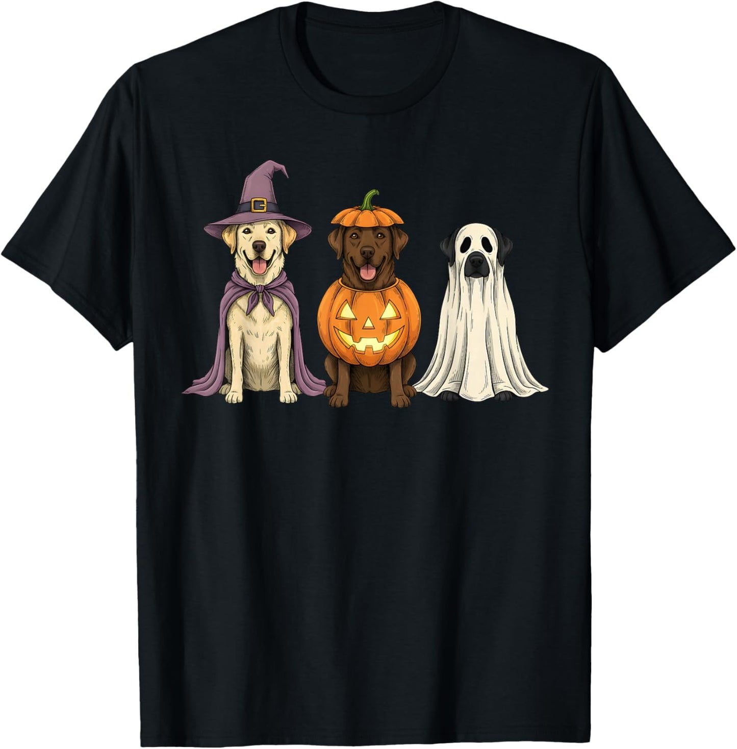 Spooky Ghost Labrador Retriever Pumpkin Halloween Dog Lover T-Shirt - T-Shirt | Black