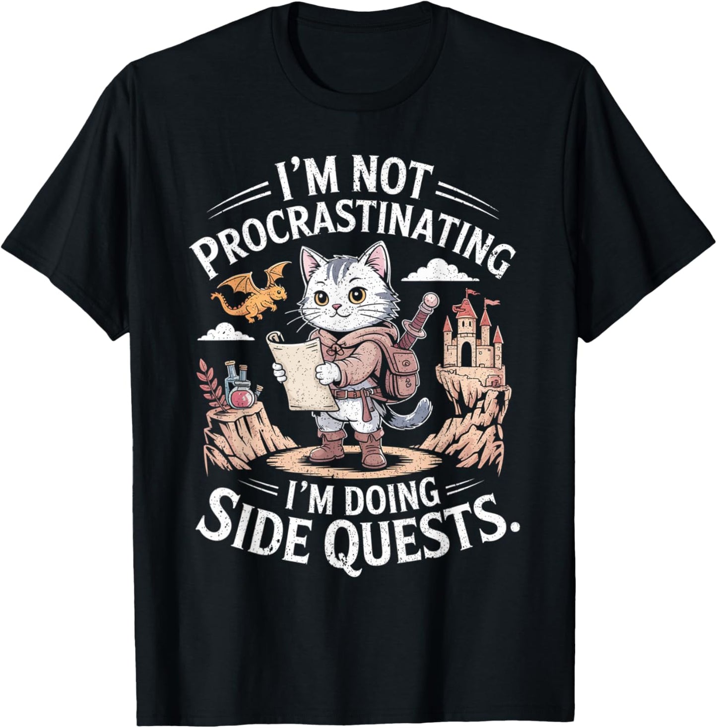 I'm Not Procrastinating I'm Doing Side Quests RPG Gamer T-Shirt - T-Shirt | Black