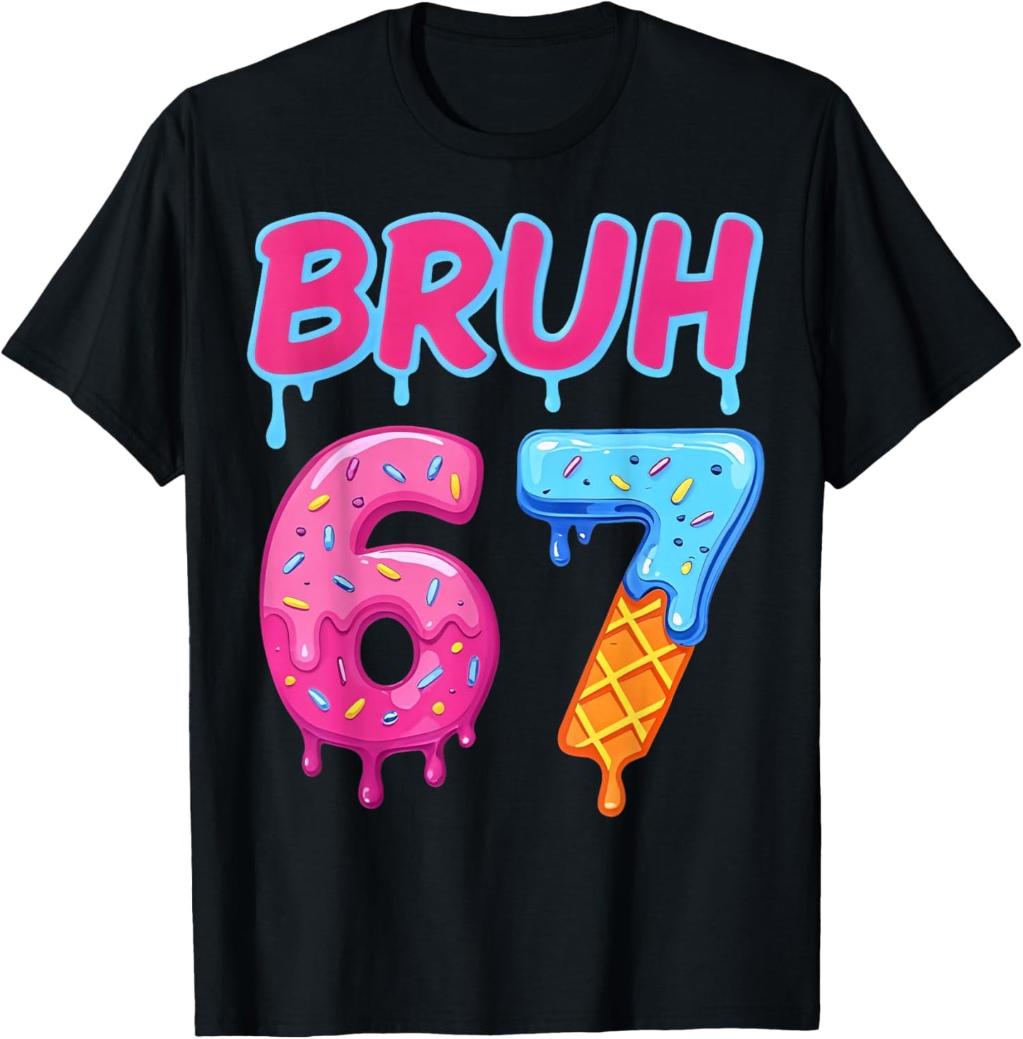 Retro Bruh 67 Meme Vintage Gift Women Kid Boy Girl T-Shirt - T-Shirt | Black