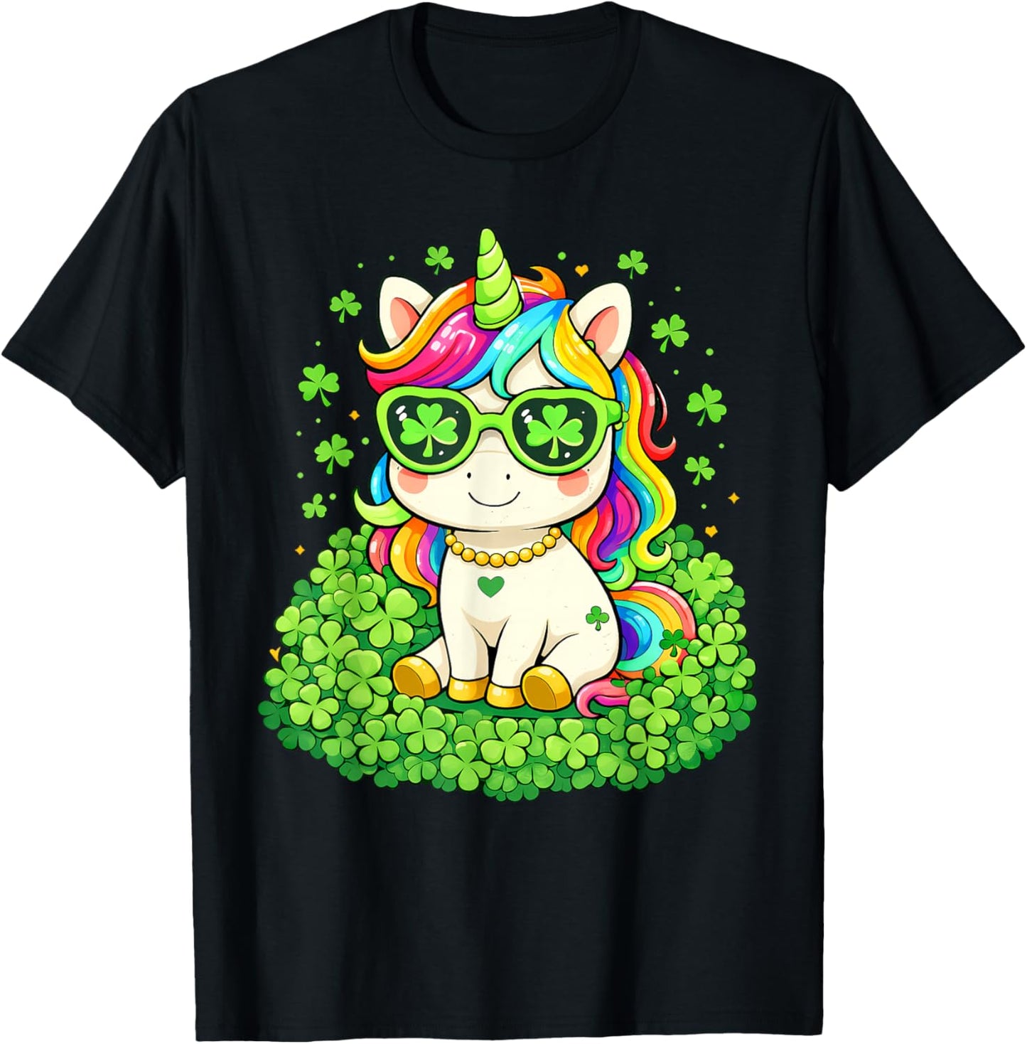 St Patricks Day Cute Unicorn Lepricorn St Pattys Girls Kids T-Shirt - T-Shirt | Black