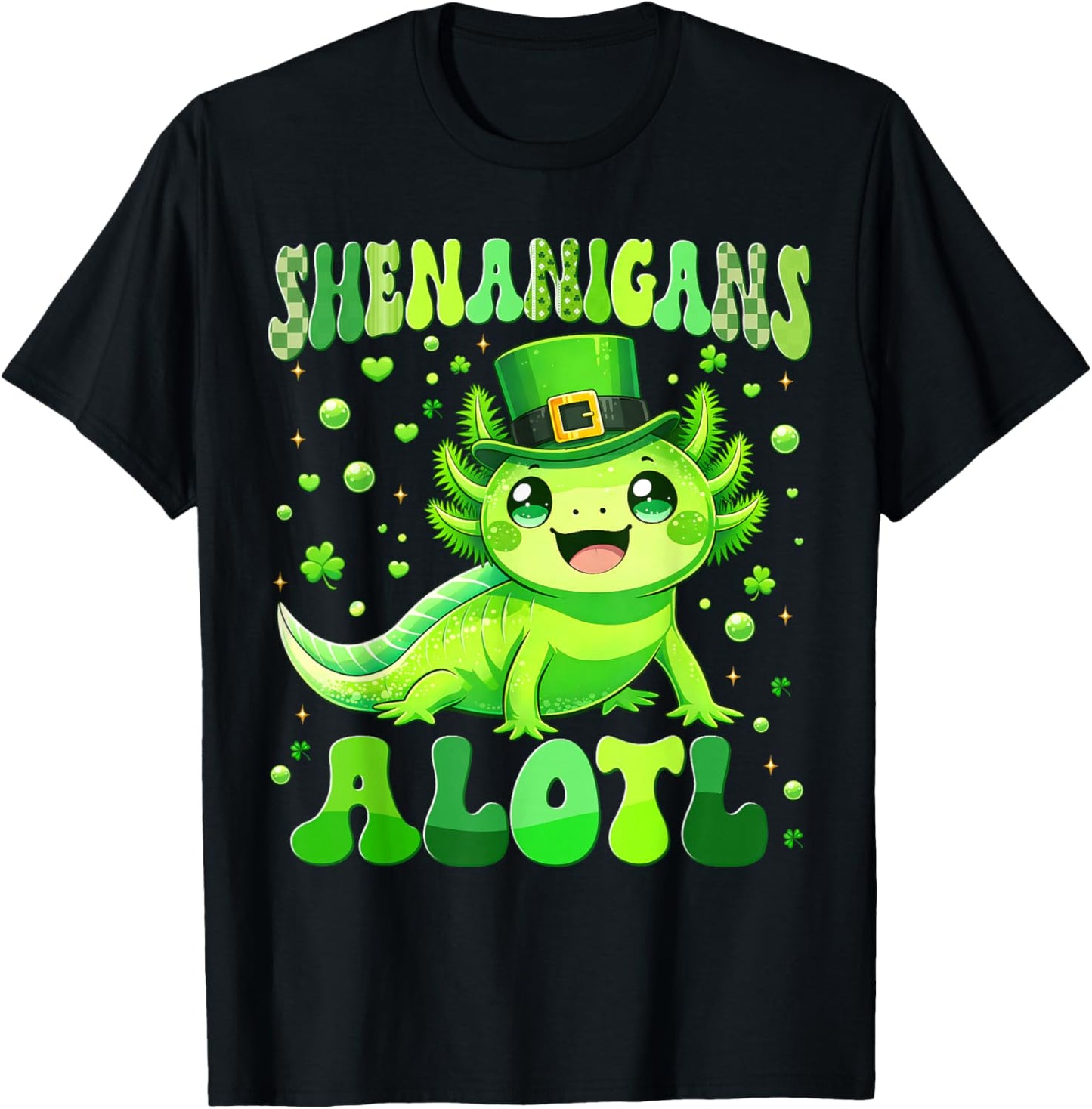 Funny Shenanigans Alotl Axolotl St Patricks Day Boy Kid T-Shirt - T-Shirt | Black