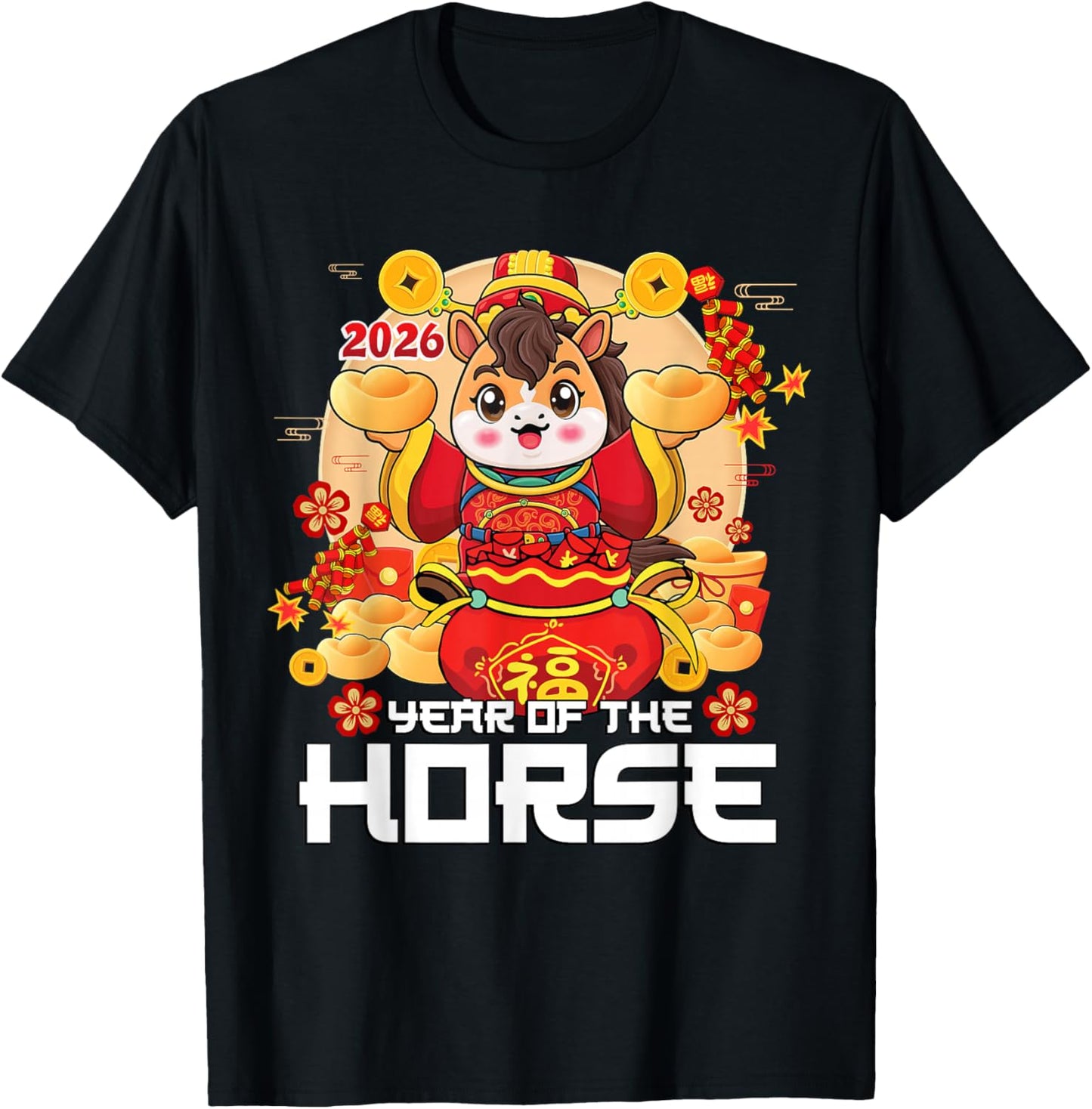 Happy Lunar Chinese New Year of The Horse 2026 for Boys T-Shirt - T-Shirt | Black