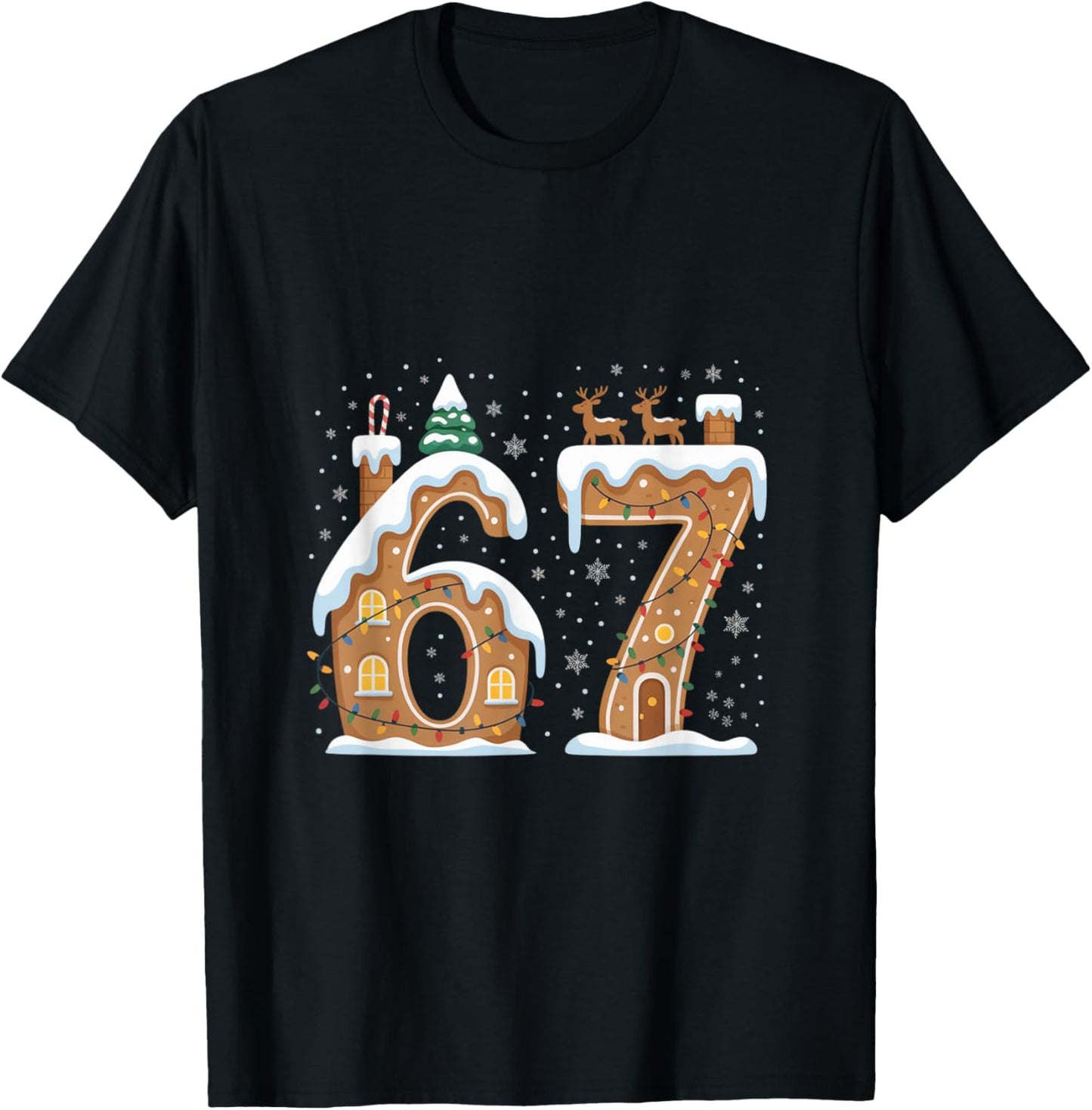 Christmas 67 Funny Xmas Six Seven Ugly Sweater 6-7 T-Shirt - T-Shirt | Black