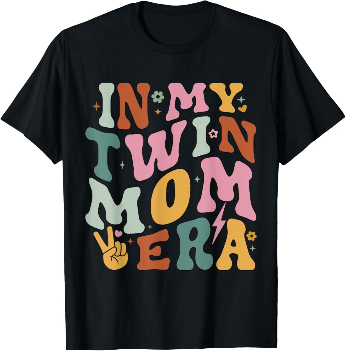 in My Twin Mom Era Funny Mama Pregnancy Announcement T-Shirt - T-Shirt | Black