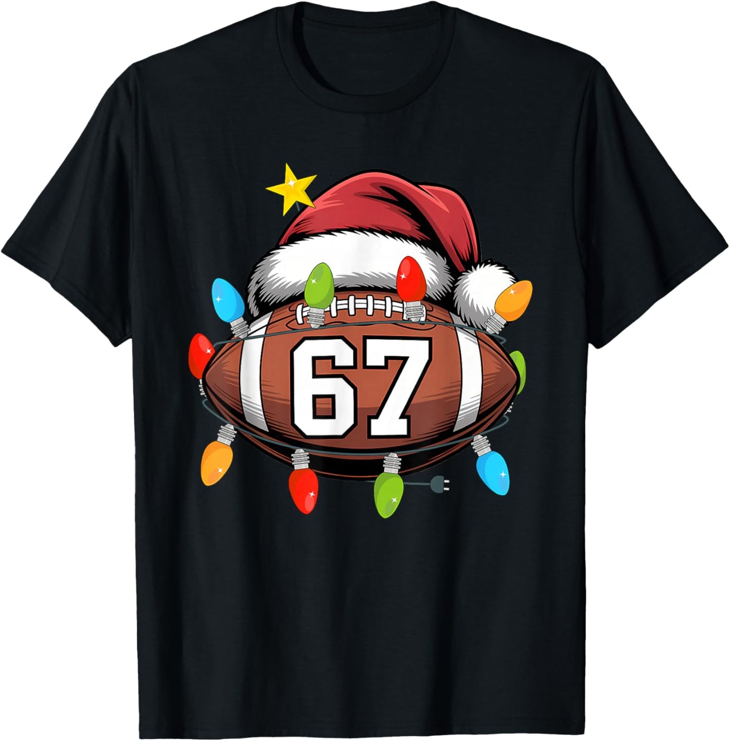 Christmas 67 Meme Football Santa Hat Funny Xmas Boys Men T-Shirt - T-Shirt | Black