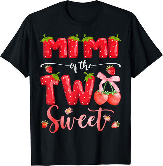 Mimi of The Two Sweet 2nd Birthday Girl Strawberry T-Shirt - T-Shirt | Black