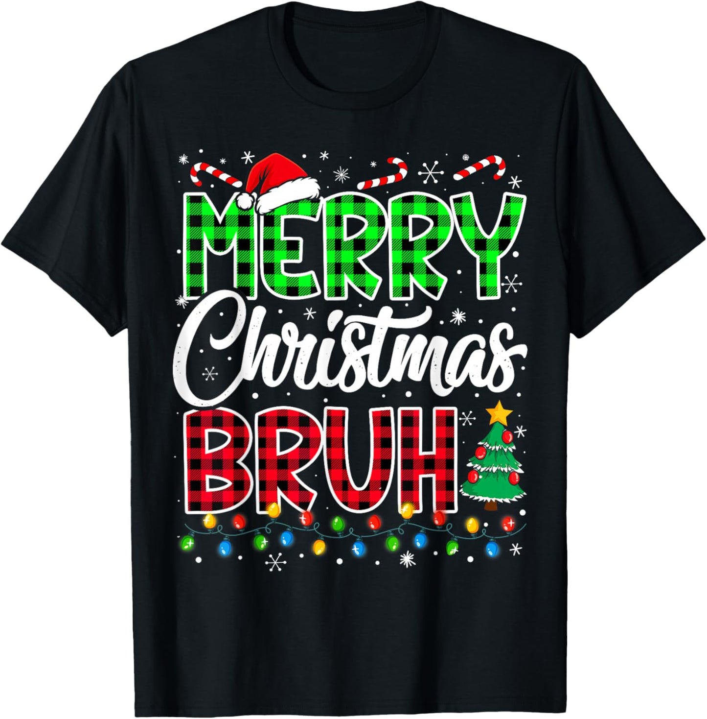 Bruh Christmas Kids Teens Boys Funny Christmas Humor Meme T-Shirt - T-Shirt | Black