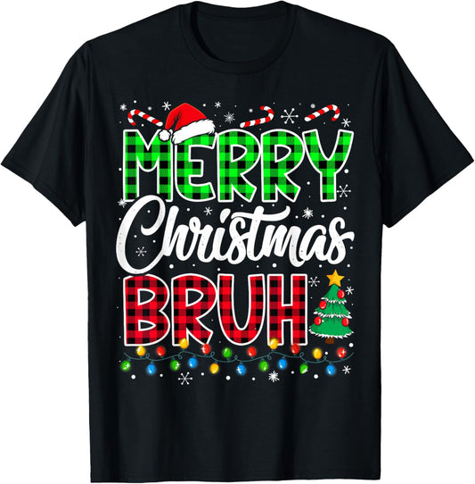 Bruh Christmas Kids Teens Boys Funny Christmas Humor Meme T-Shirt - T-Shirt | Black