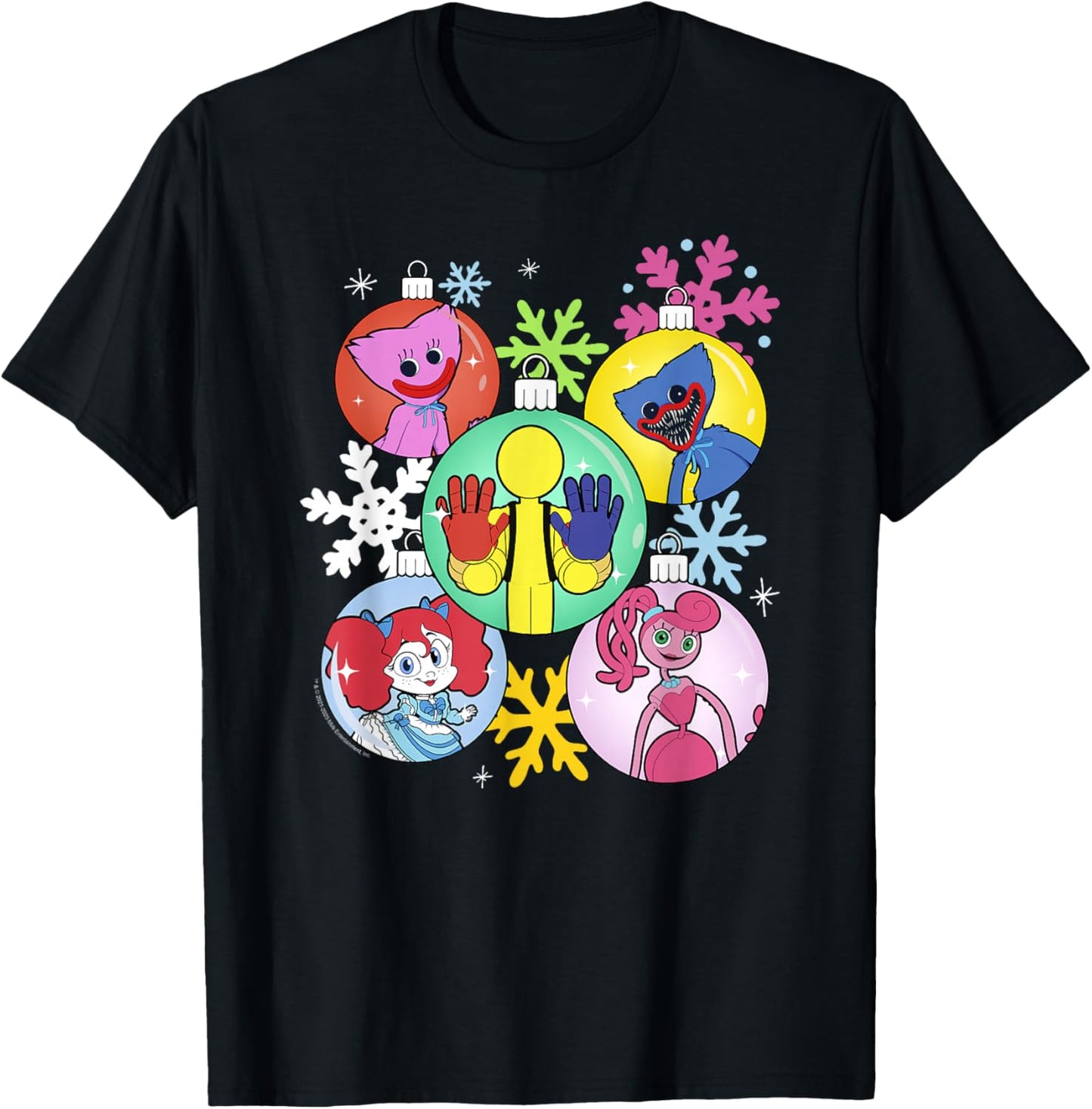 Poppy Playtime Christmas Friends Colorful Portraits T-Shirt - T-Shirt | Black