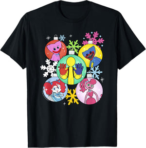 Poppy Playtime Christmas Friends Colorful Portraits T-Shirt - T-Shirt | Black