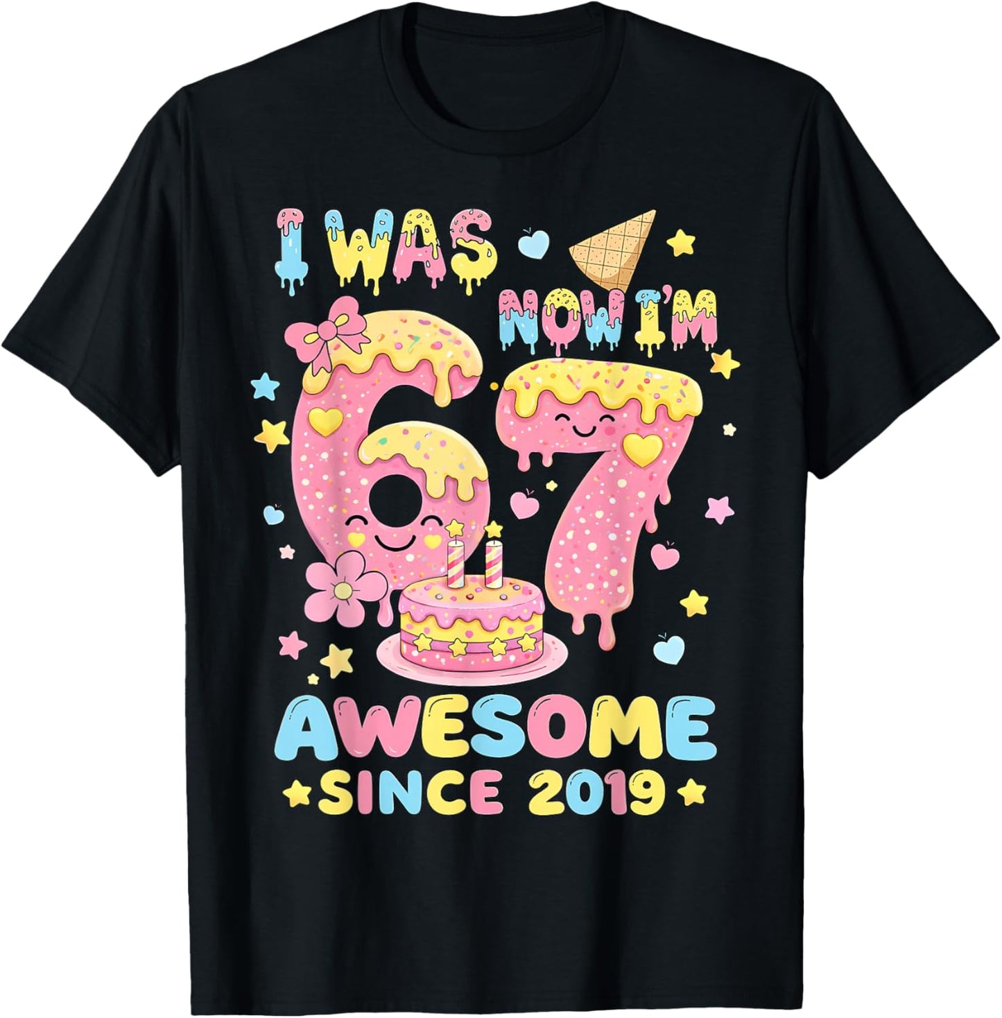 I was 6 Now I'm 7 Birthday Girl Gift Boys Girls Kid T-Shirt - T-Shirt | Black