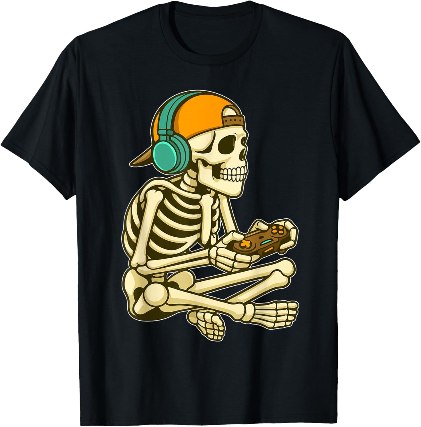 Gamer Skeleton Halloween Boys Gamer Video Gaming Kids Men T-Shirt - T-Shirt | Black
