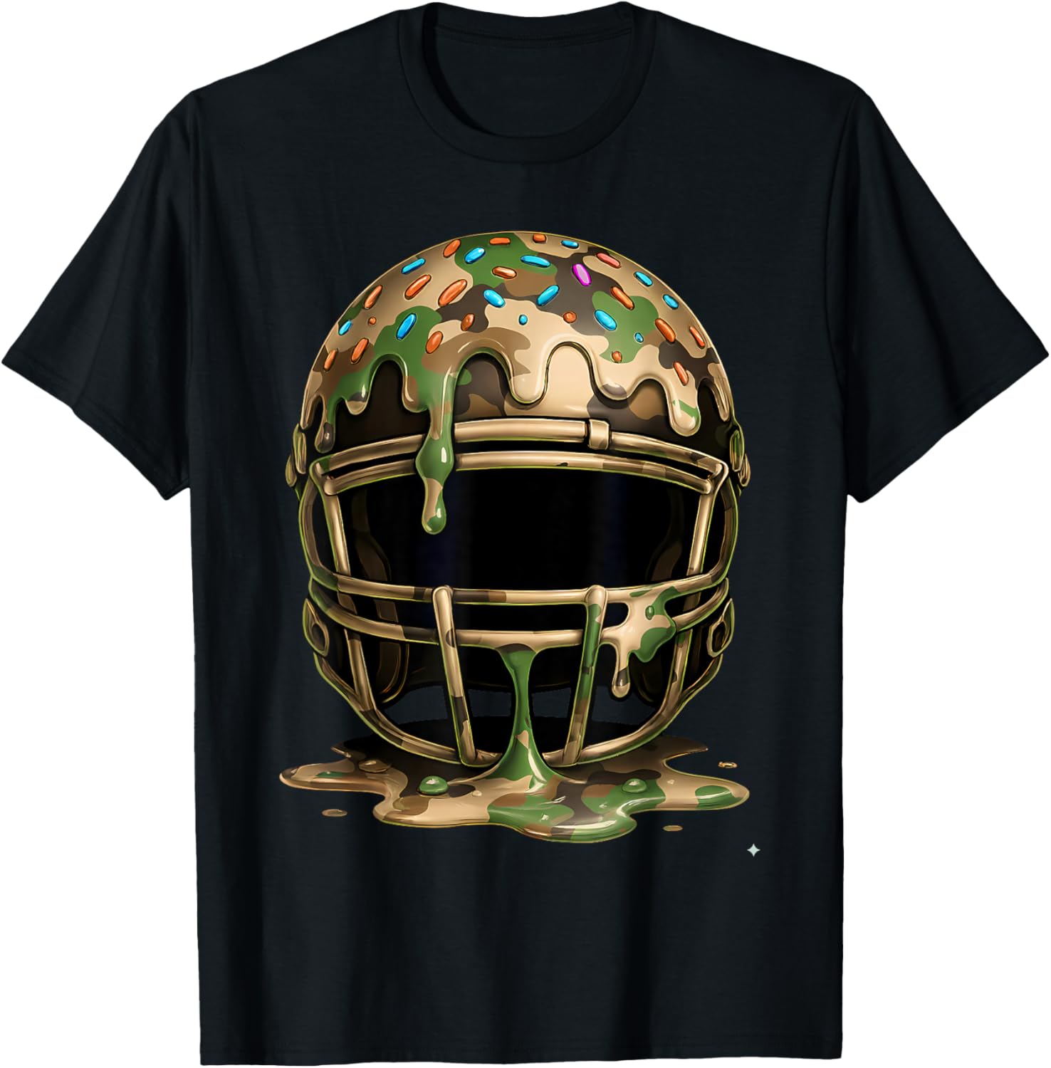 Camouflage Football Drip Boys Ice Cream Dripping Camo Boys T-Shirt - T-Shirt | Black