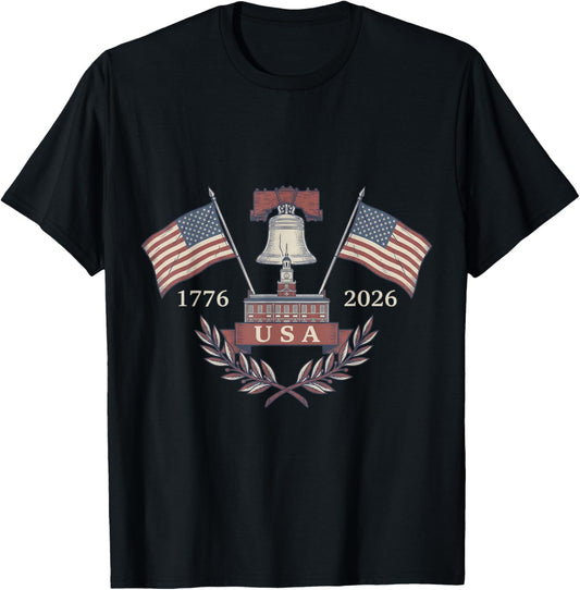 America’s 250th Birthday: 1776-2026 Liberty Bell T-Shirt - T-Shirt | Black