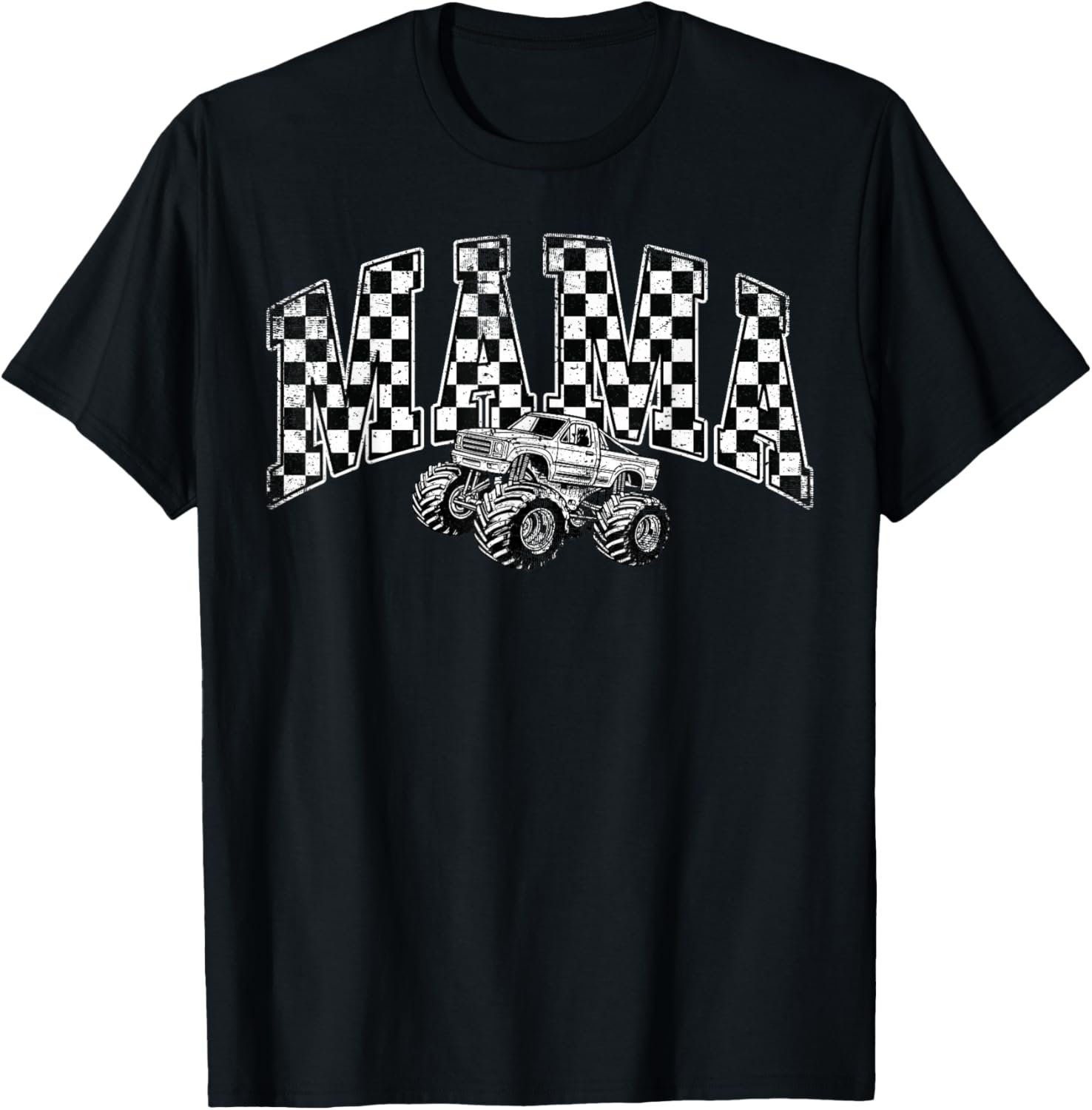 Mama Retro Monster Truck Family Crew Birthday Matching T-Shirt - T-Shirt | Black