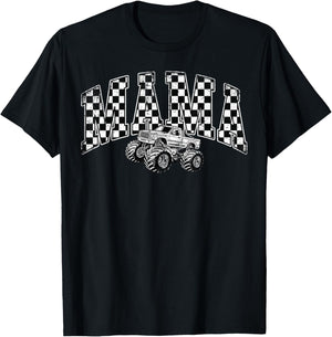 Mama Retro Monster Truck Family Crew Birthday Matching T-Shirt - T-Shirt | Black