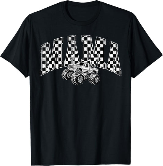 Mama Retro Monster Truck Family Crew Birthday Matching T-Shirt - T-Shirt | Black