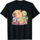 Funny Kawaii Capybara Turtle Boba Tea Cute Men Women Kids T-Shirt - T-Shirt | Black