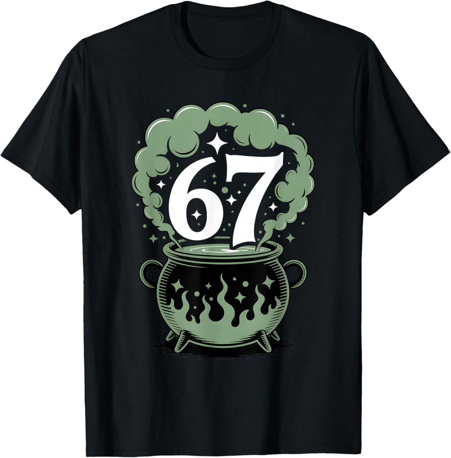 Witch Six Seven 6 7 Halloween Brainrot Meme 67 Funny T-Shirt - T-Shirt | Black